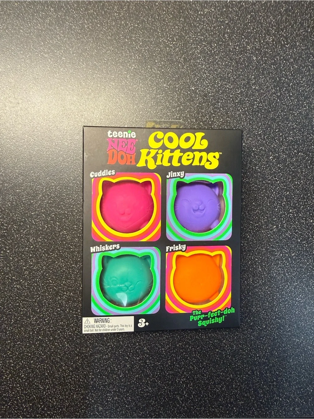 Cool Kittens 4-Pack Squishy Toy Set - Pink, Purple, Teal, Orange